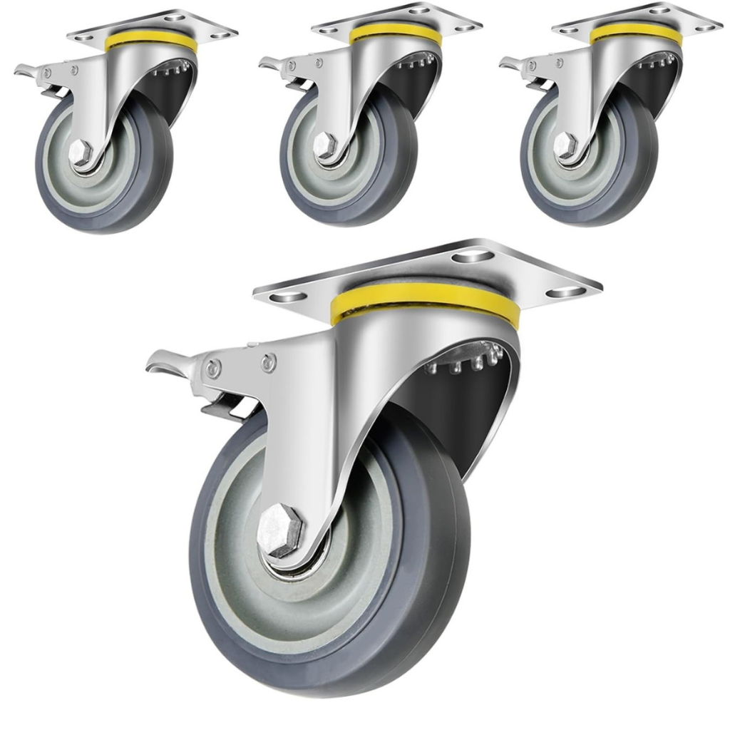 Jual RODA TROLY PU KARET ABU HEAVY DUTY 900 KG TEBAL DOUBLE BEARING ...