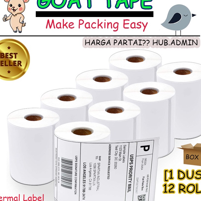 Jual Boom Kes Label Sticker Resi Thermal Barcode 78x1 mm Gulung Isi 3 ...