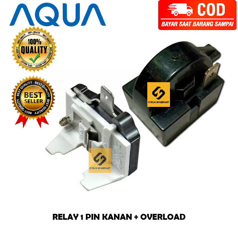 Jual Relay 1 Pin KANAN + Ptc Overload Kulkas AQUA 1 Pintu / 2 Pintu ...