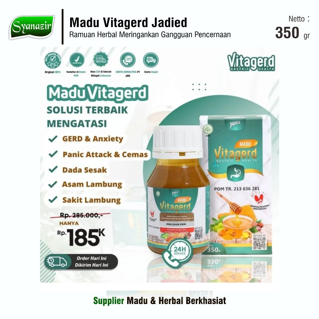 Jual Madu Vitagerd 350 ml Obat Herbal Gerd dan Asam Lambung | Shopee ...