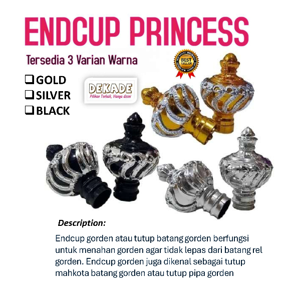 Jual Encup Batang Gorden Princess Kepala Mahkota Tiang Gorden Princess ...