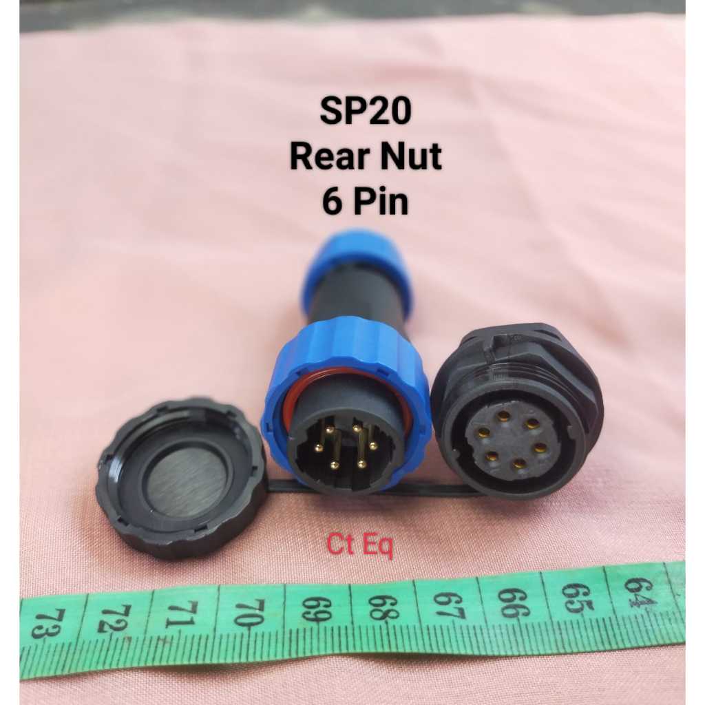 Jual SP20 Rear Nut 6 Pin Plug n Socket IP68 Panel Mount konektor Steker ...