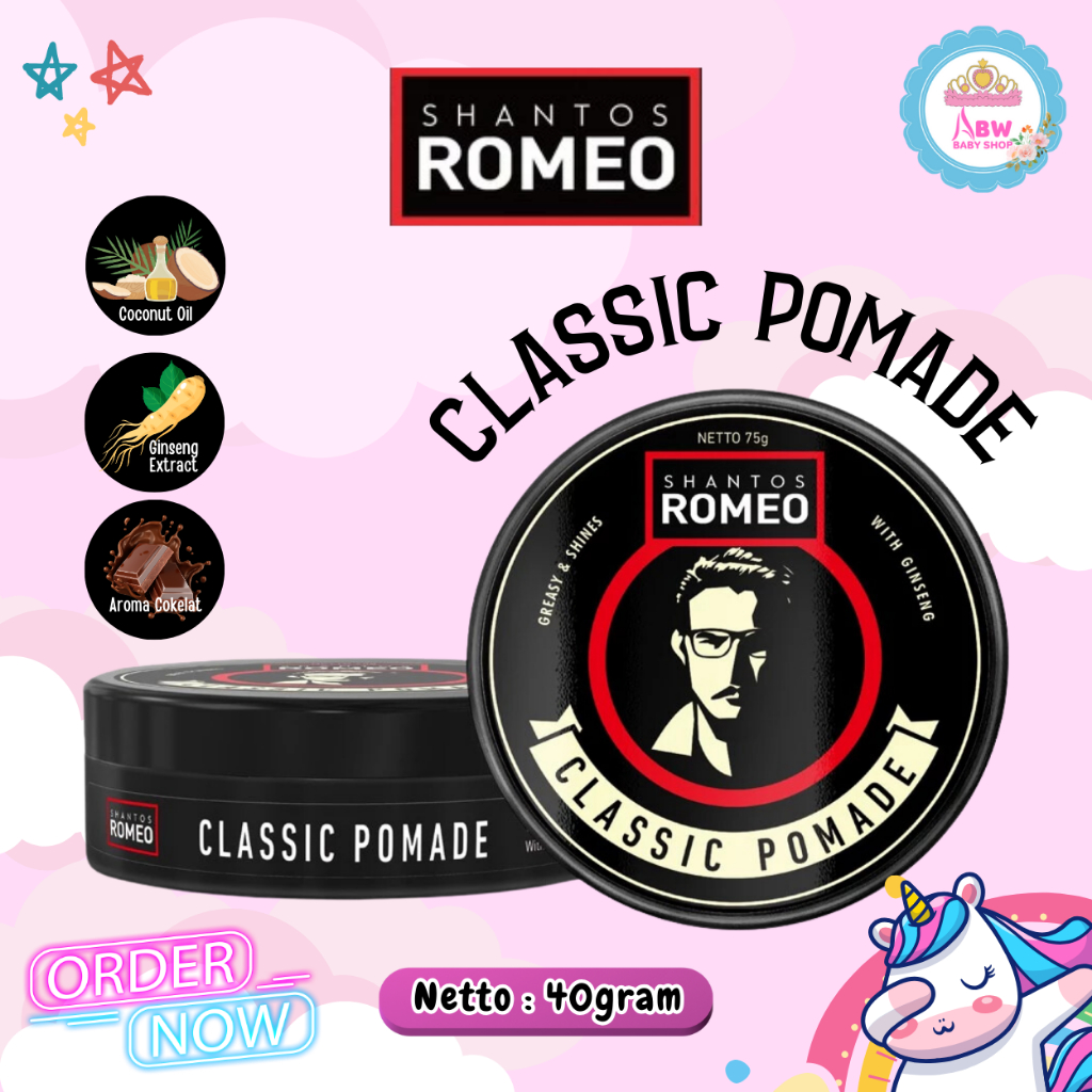 Jual Shantos Romeo Classic Pomade 40gr 75gr Pomade Oilbased Pomade Pria ...