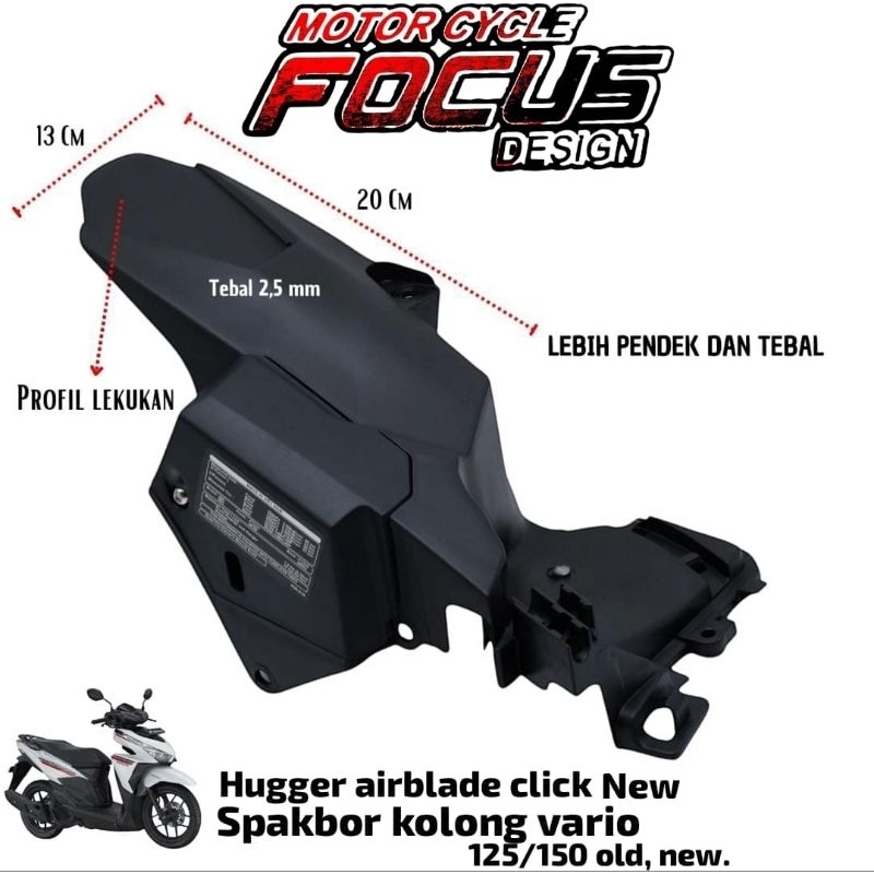 Hugger new spakbor kolong vario 125/150 hungger vario new 125 150 old new hungger click 125/150 vario new gen 1 vario gen 2