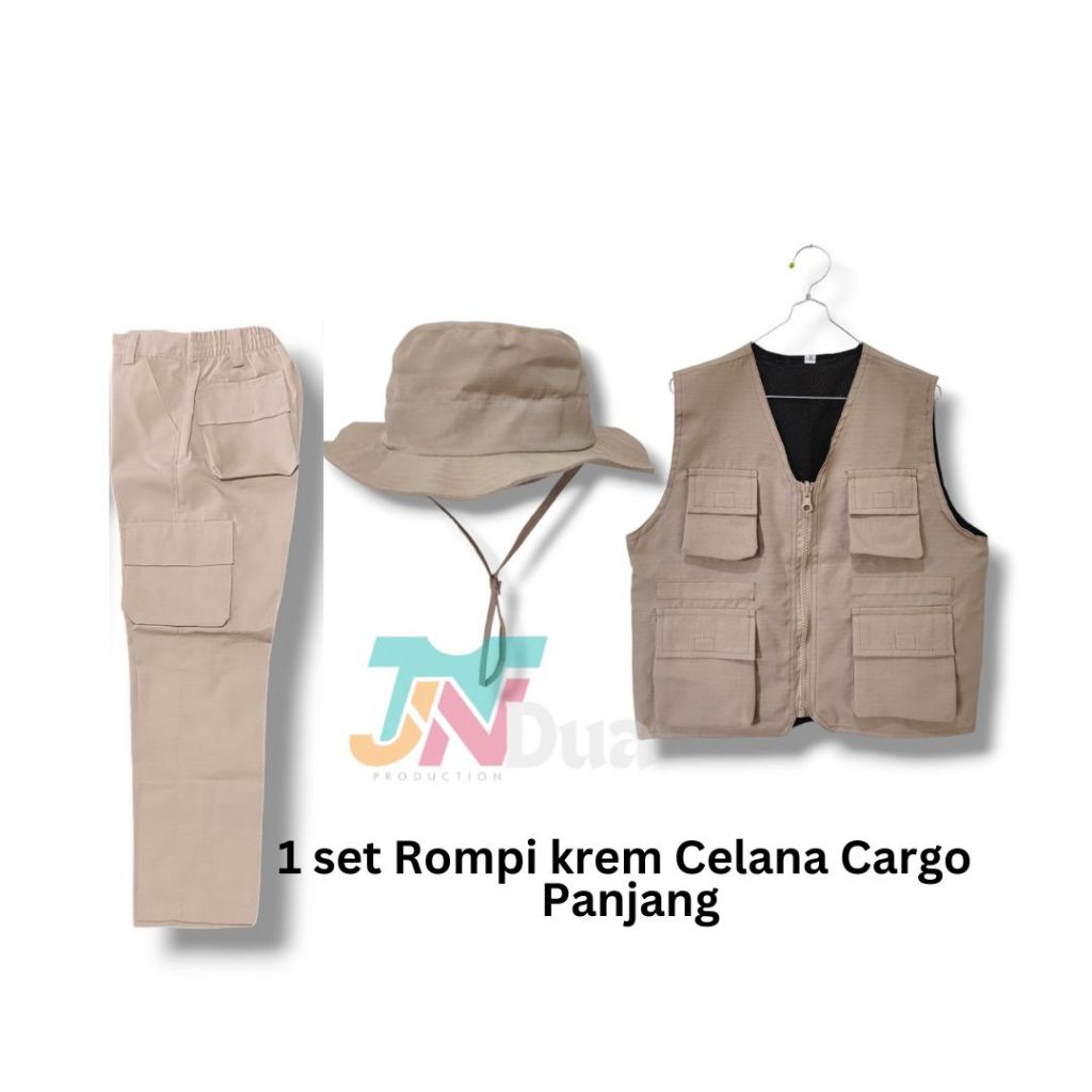 Jual Rompi Anak Krem set lengkap Rompi celana Cargo panjang dan topi ...