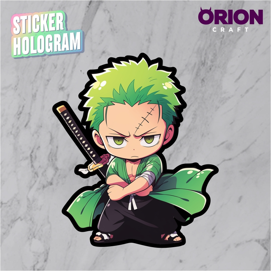 Jual Sticker Chibi Hologram Zoro One Piece 5,5cm OCONP14 untuk motor hp ...