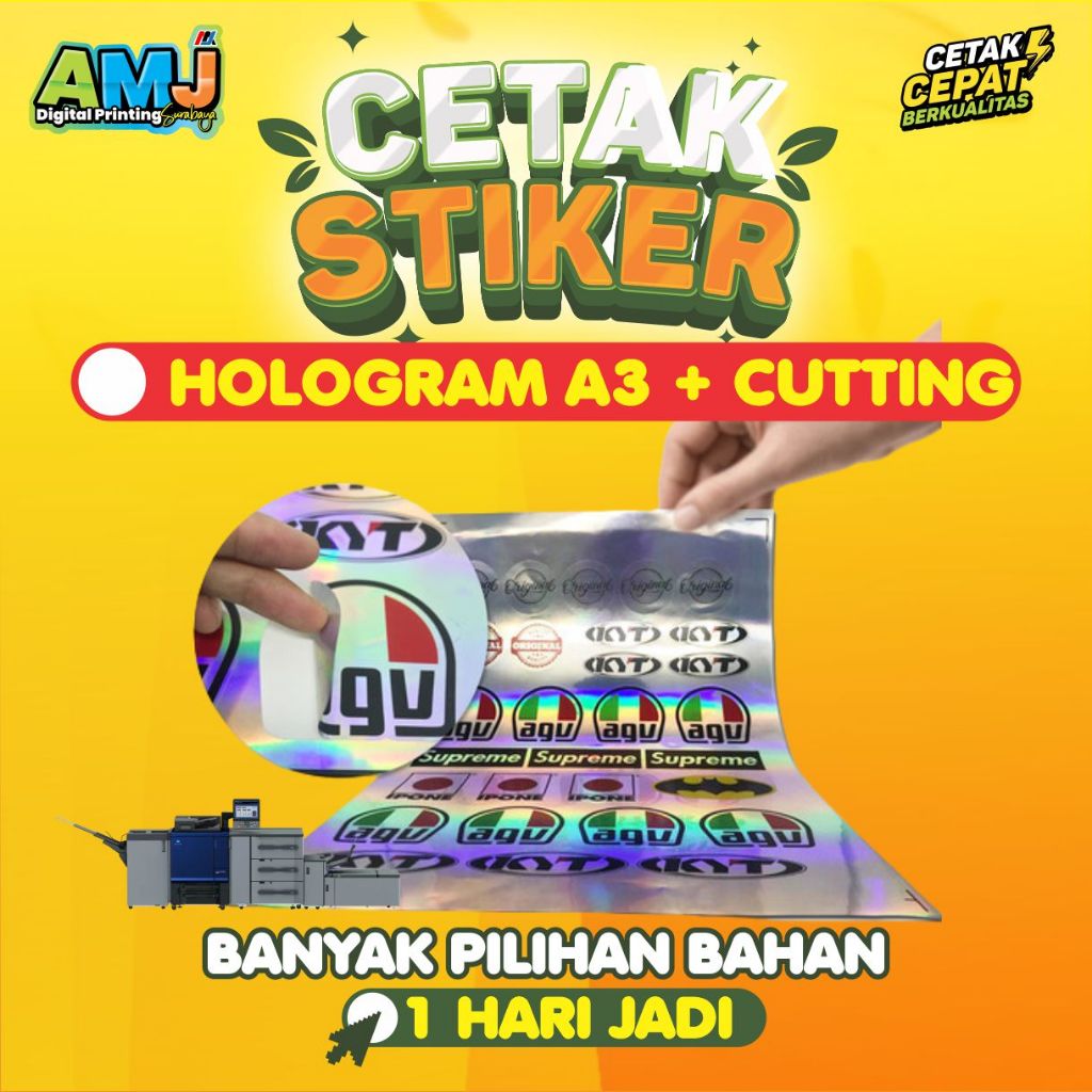 Jual Print Cetak Sticker Label Hologram A3+ & Kiss Cut_Potong Setengah ...