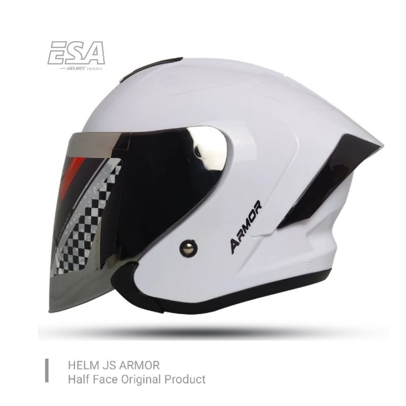 Jual ESA Helmet JS ARMOR Putih Glossy 100%ORI/SNI Dewasa Pria/Wanita ...