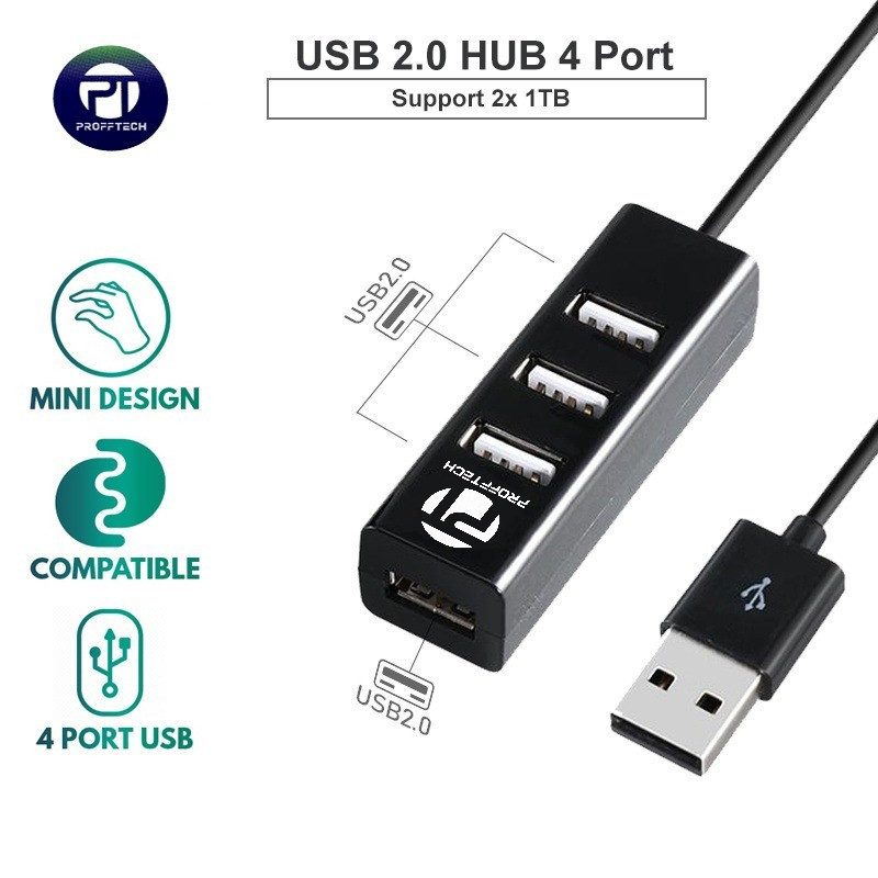 Jual Usb Hub 4 PORT Usb 2.0 ProffTech Original | Shopee Indonesia