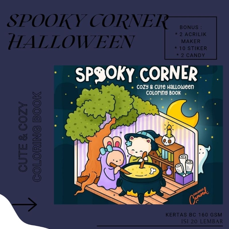 Jual (30 lmbr) Buku Mewarnai Spooky Corner Cute & Cozy Halloween ...