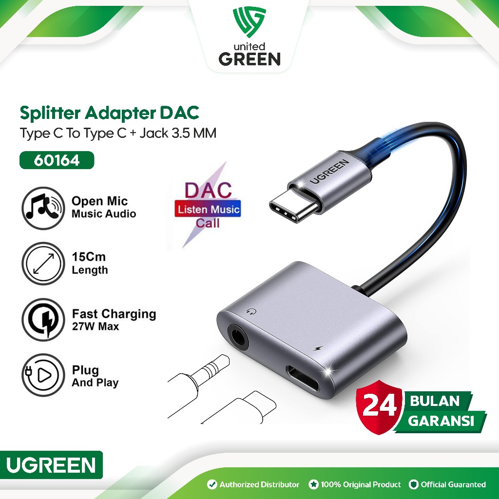 Jual UGREEN Converter Splitter DAC 2 in 1 Dual Jack 3.5mm + Type C Open ...