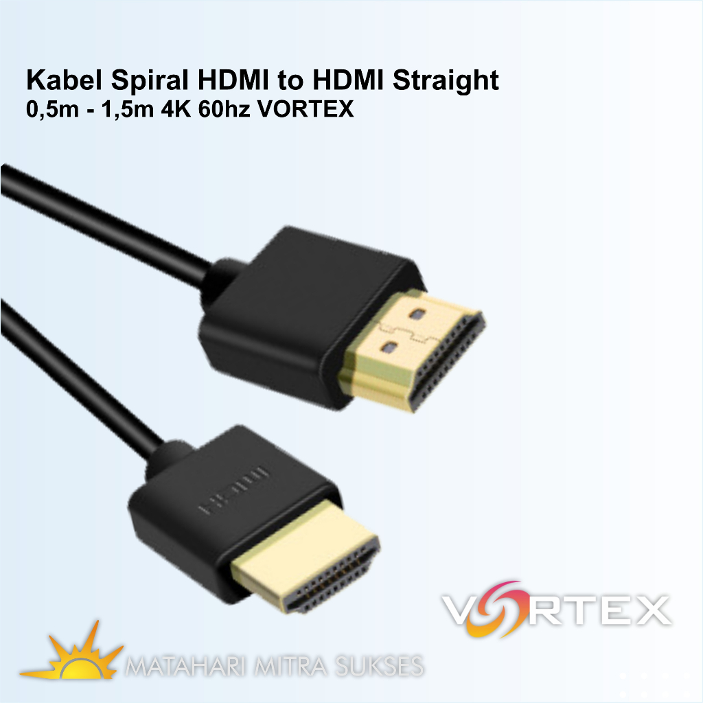 Jual Kabel Spiral HDMI to HDMI Straight 0,5m - 1,5m 4K 60hz VORTEX ...