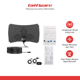 Taffware Antena TV Digital DVB-T2 HDTV Satellite with Signal Booster Amplifer - N0012 - Black