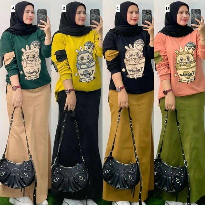 Jual Set Rok Labubu Cool Series Setelan Rok Duyung Combed | Shopee ...