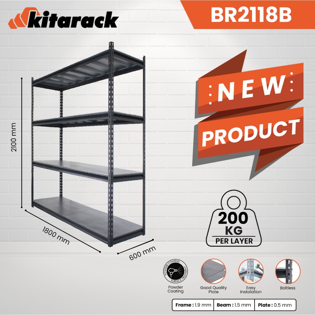 Jual BOLTLESS RACK KITARACK BR2118B RAK BESI DISPLAY 180X60X210 ...
