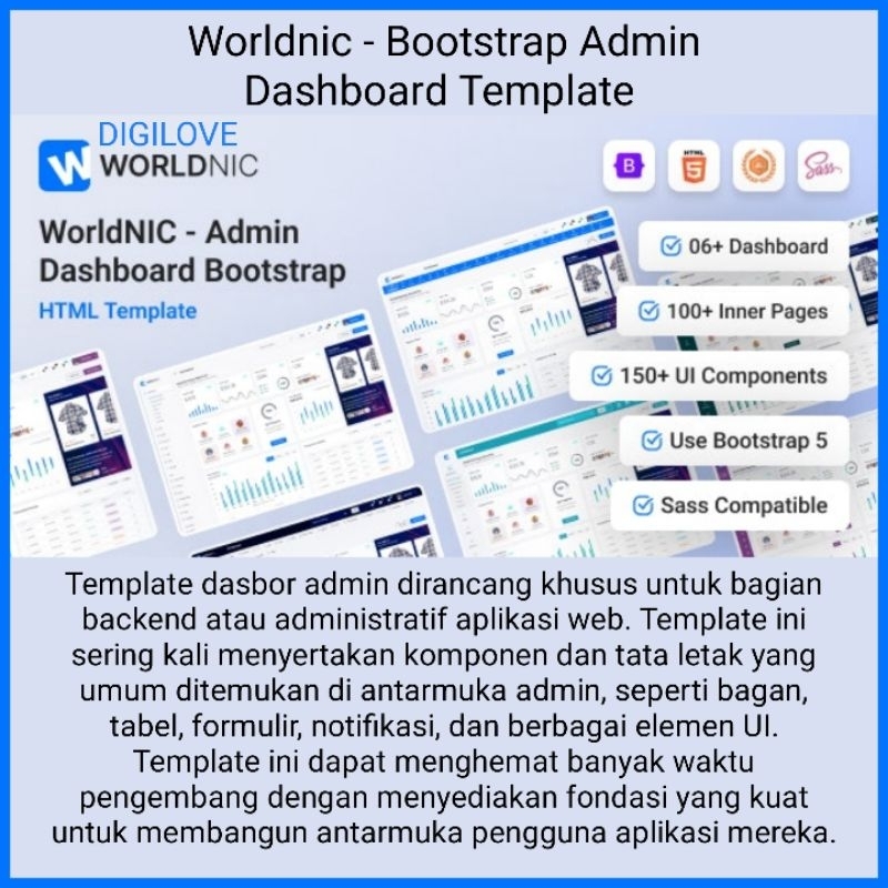 Jual Worldnic - Bootstrap Admin Dashboard Template | Shopee Indonesia