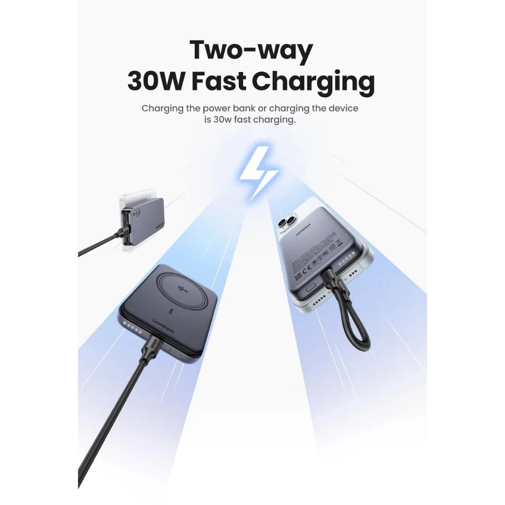 UGREEN Power Bank Qi2 10.000mAh Magsafe Wireless Fast Charging 15W 45763