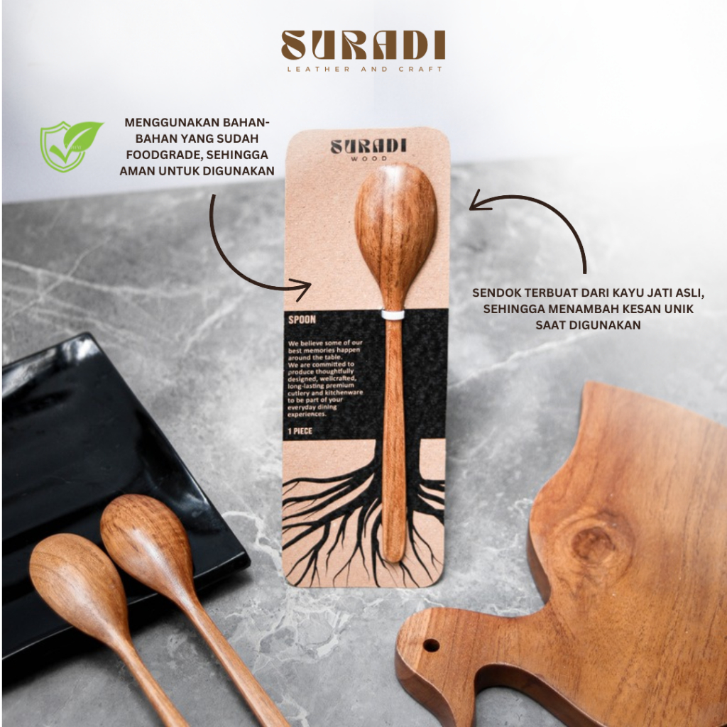 Jual Suradi Sendok Makan Kayu Jati / Wooden Spoon | Shopee Indonesia