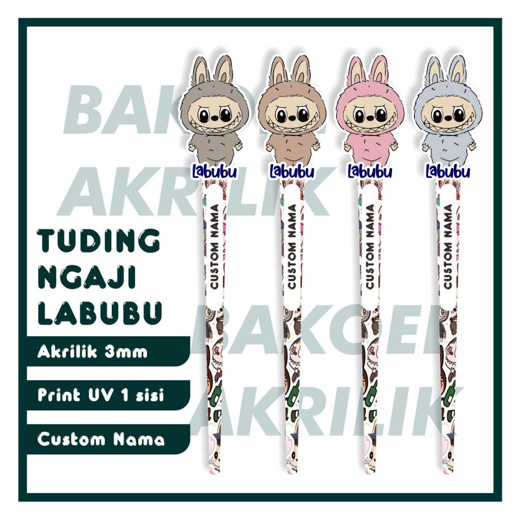 Jual KALAM TUDING NGAJI LABUBU AKRILIK CUSTOM NAMA PRINT UV / LABUBU ...