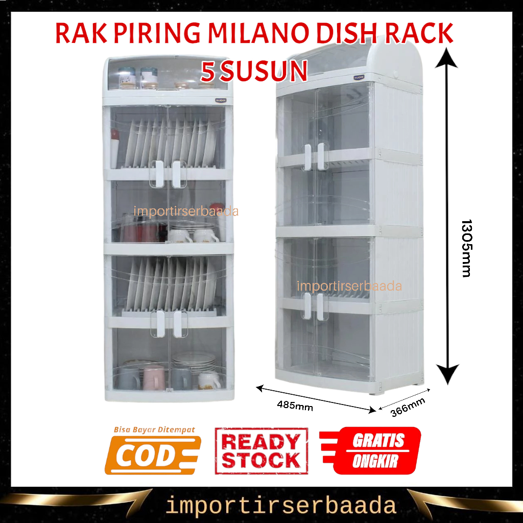 Jual IMP- RAK PIRING MILANO DISH RACK 5 SUSUN | 5 Tingkat dengan Tutup ...
