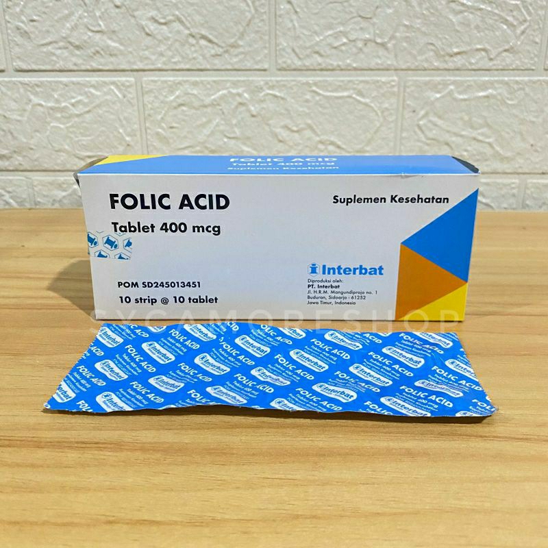 Jual Folic Acid Tab 400 mcg Interbat Asam Folat Kemasan Strip | Shopee ...