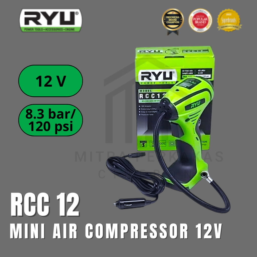 Jual RYU RCC 12V Mini Kompresor Alat Pompa Ban Motor Mobil Balon Mini ...