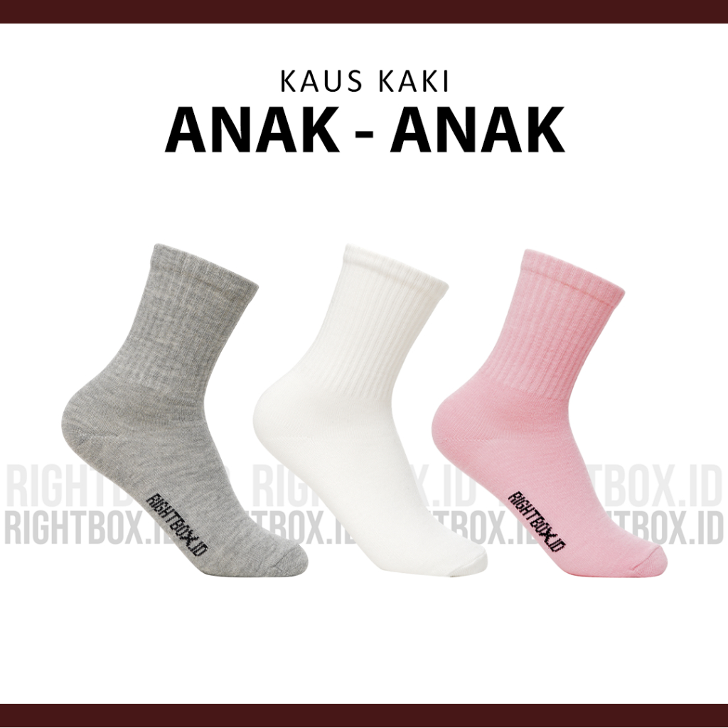 Jual Rightbox ID, Kaos Kaki Anak Polos, Full RIB, Lebih Awet, Anti