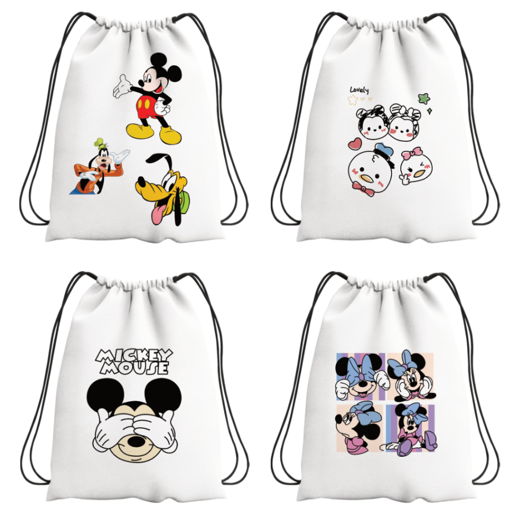 Jual STRING BAG SERIES Mickey - tas serut anime lucu bahan tebal kanvas ...