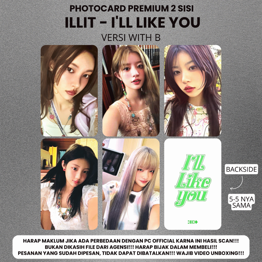 Jual (ISI 5 PCS) Photocard ILLIT I'LL LIKE YOU - PC Premium 2 Sisi