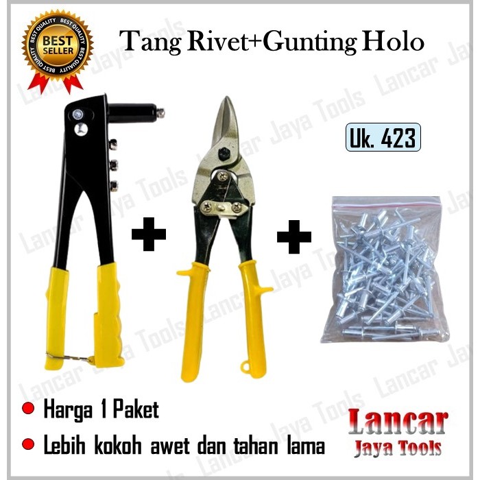 Jual Tang Rivet, Gunting Holo & Paku Rivet (423) 3,2mm x 100pcs (Tang ...