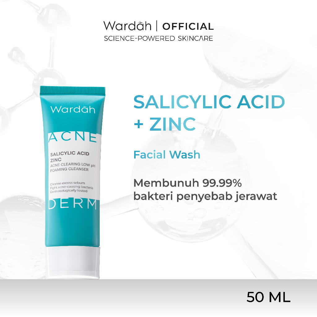 Wardah Acnederm Salicylic Acid Zinc Acne Clearing Low pH Foaming Cleanser