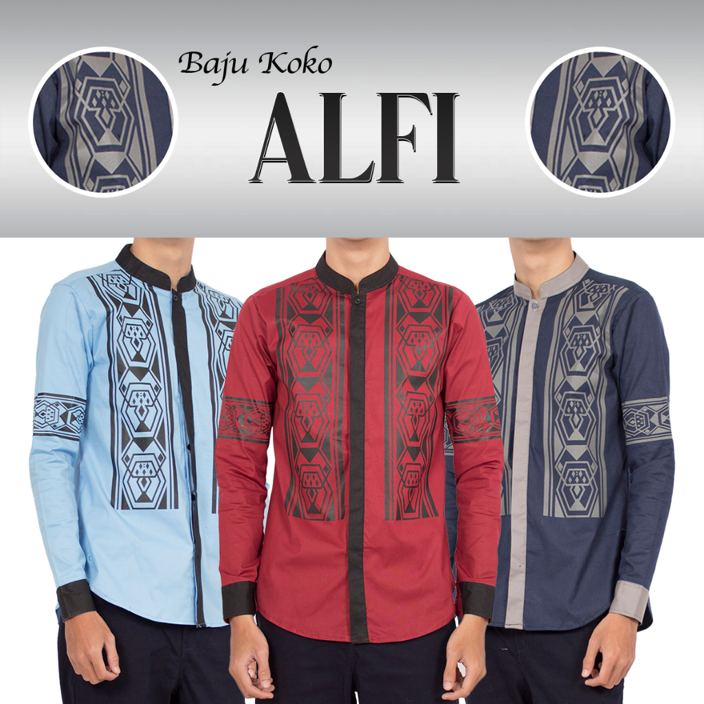 Jual FortKlass Alfi Kemeja Muslim Sablon Pria Lengan Panjang Baju Koko ...