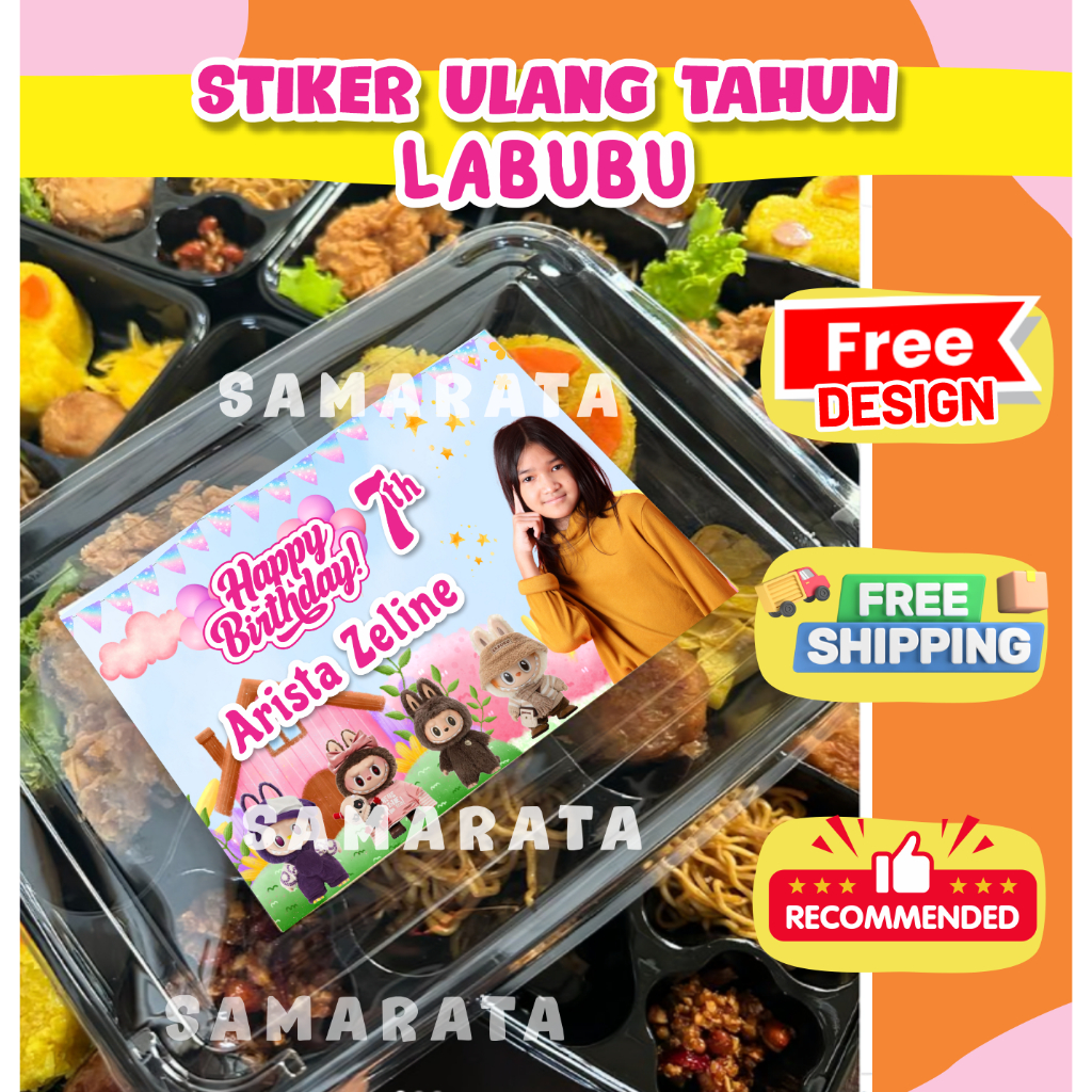 Jual Labubu Stiker Ulang Tahun Nasi Bento Labubu Ultah Custom Foto Anak ...