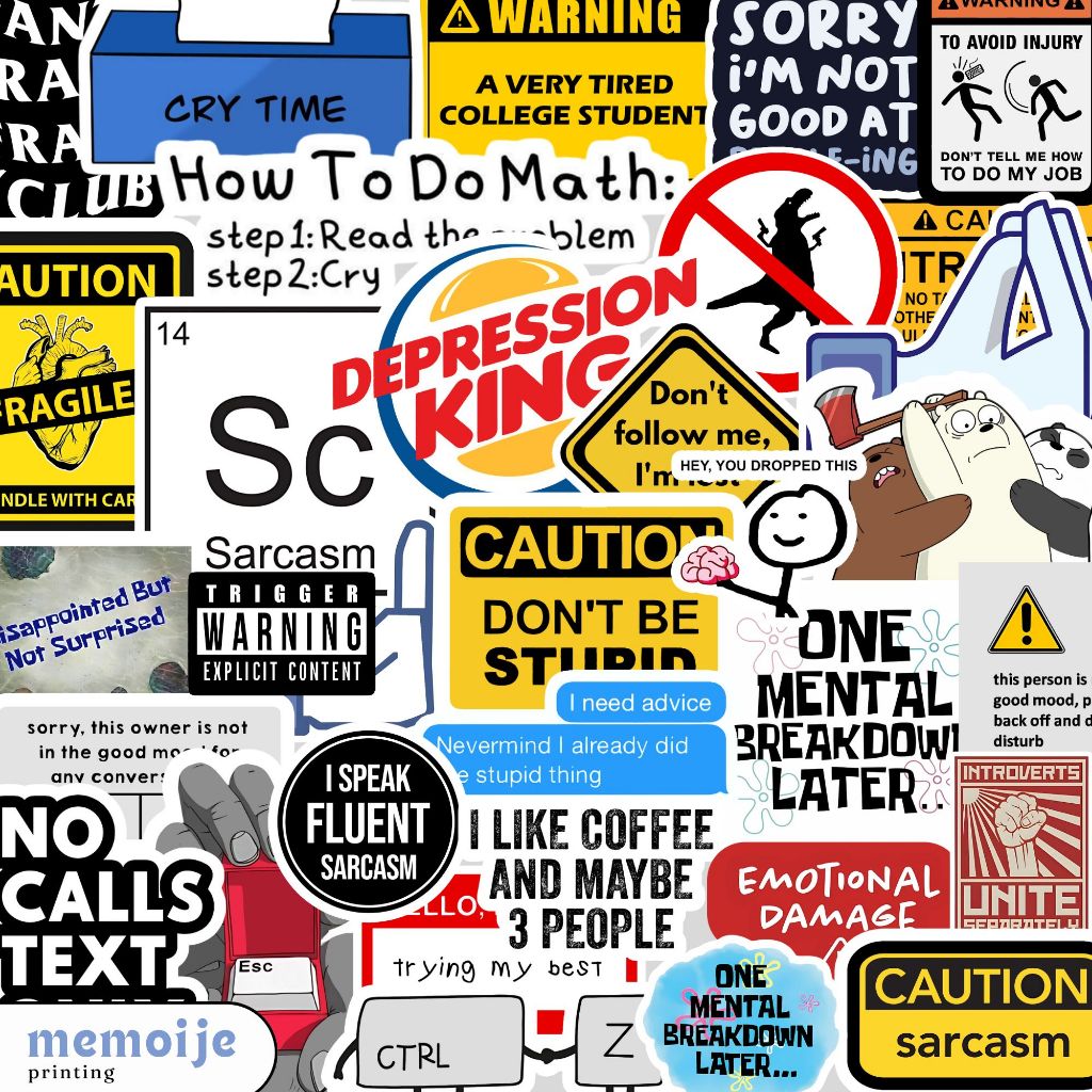 Jual (40+ PCS) Stiker Emotional Introvert Overthinker Vinyl Waterproof ...
