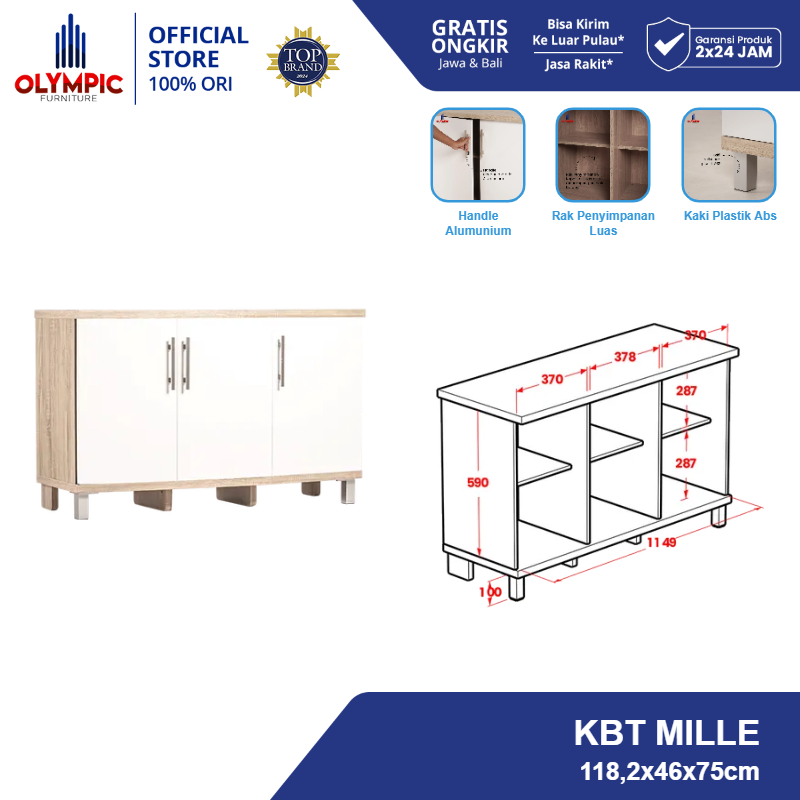 Olympic Kitchen Set 3 Pintu / Meja Dapur / Kabinet Bawah / Rak Dapur Bawah - KBT Mille