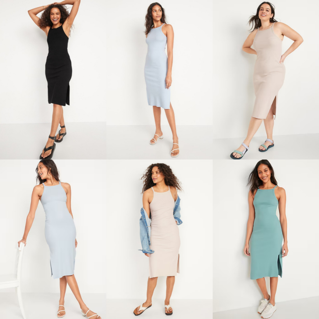 Jual Dress Tanpa Lengan Wanita ODN Fitted Rib-Knit Midi Cami Dress | Shopee  Indonesia