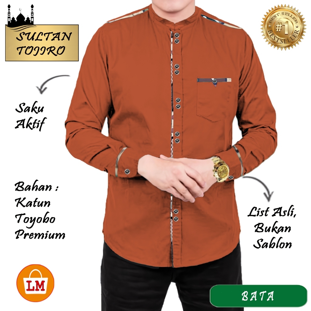 RAJA 2 - NEW KOKO KEMEJA BAJU KURTA QURTA S M L XL XXL 3XL JUMBO KATUN PRIA LAKI LAKI DEWASA LENGAN PANJANG WARNA POLOS MERAH BATA TERAKOTA TERACOTA