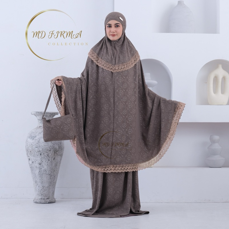 [NEW Launching] MD Firma - Mukena Alena Dewasa Embos Motif Cringkle Airflow 2in1 Motif Bunga Mewah Renda Daisy Setelan Atasan Bawahan