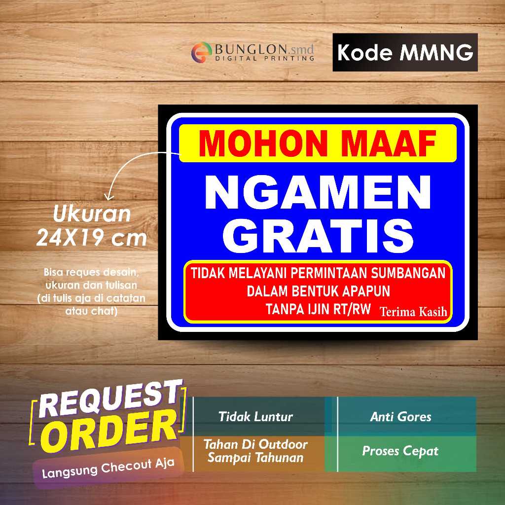 Jual STIKER MOHON MAAF NGAMEN GRATIS +LAMINASI KODE MMNG BIRU | Shopee ...