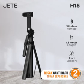 Jete H15 Multifungsi Tripod Tongsis Bluetooth Remote Selfie Stick 1.8M Rotasi 360° Bahan Metal