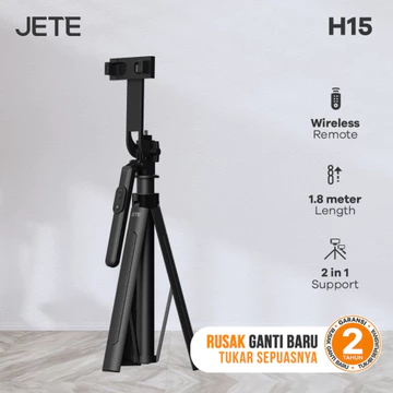 Jete H15 Multifungsi Tripod Tongsis Bluetooth Remote Selfie Stick 1.8M Rotasi 360° Bahan Metal