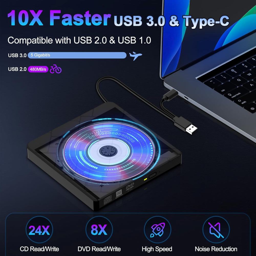 Jual SUPER SLIM TYPE C EXTERNAL CD/DVD RW Optical Drive for Laptop - LE ...