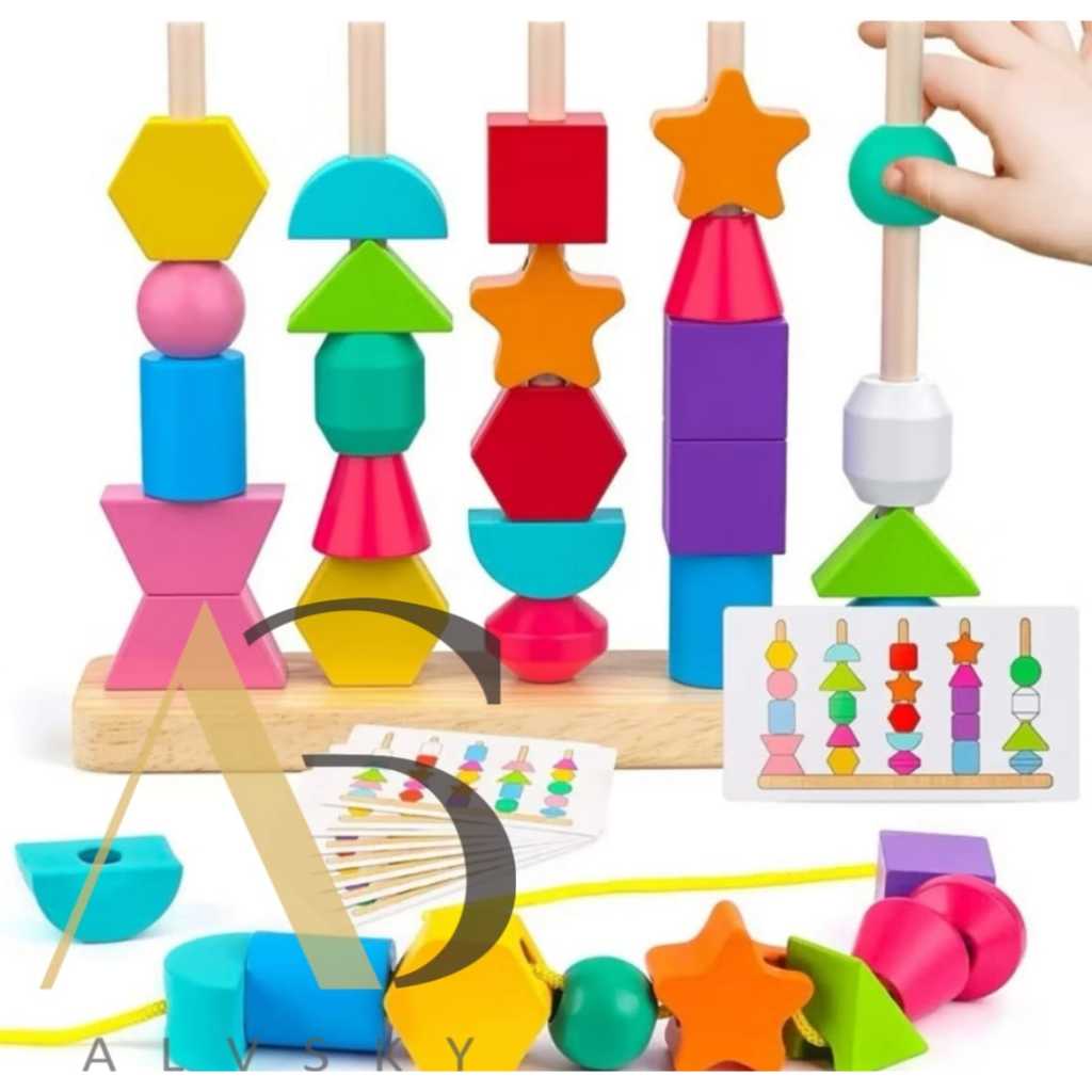 Jual MAINAN EDUKASI ANAK MERONCE DAN MENYUSUN BALOK MENCOCOKKAN BENTUK ...