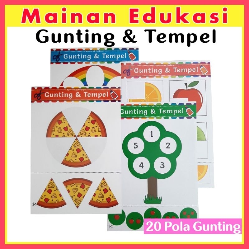 Jual Worksheet Gunting Tempel Toddler 2-4 Tahun Bonus Gunting dan Lem ...