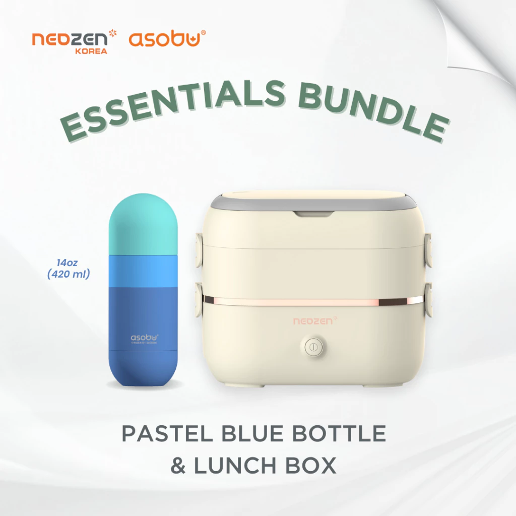 Neozen Bundle Electronic Lunch Box Ivory & Asobu Botol Minum Orb Series | Kotak Makan Elektronik Portable & Botol Minum