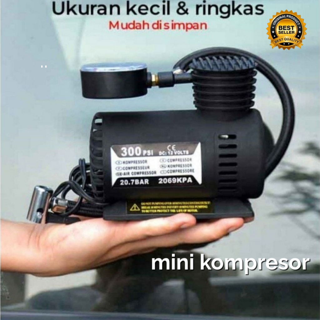 Jual Mini Compressor 12V Electric Pump 300PSI Pompa Ban Mobil Elektrik ...