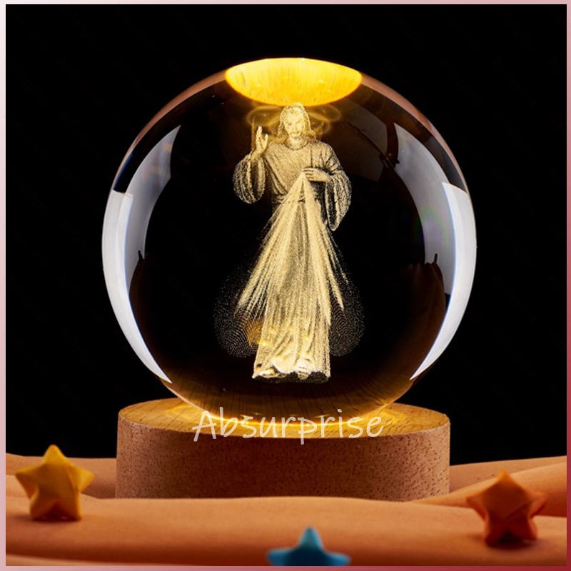 Bola Kristal Yesus / Glow Lamp / Bola Kristal Salib Bercahaya 3