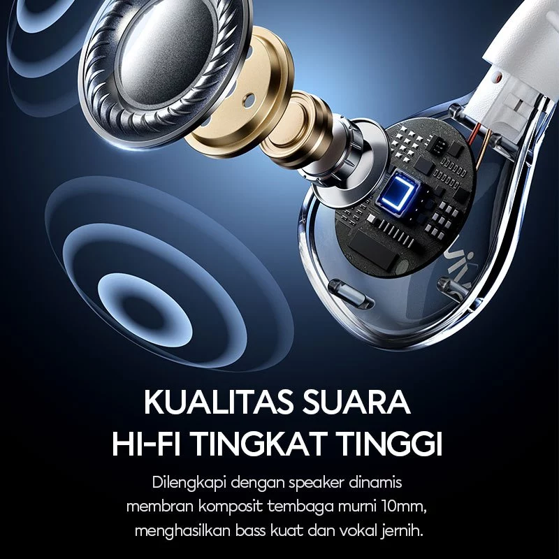 VIVAN Headset In Ear Stereo Powerfull Bass Wired Headset Q17 Black Garansi Resmi 1 Tahun