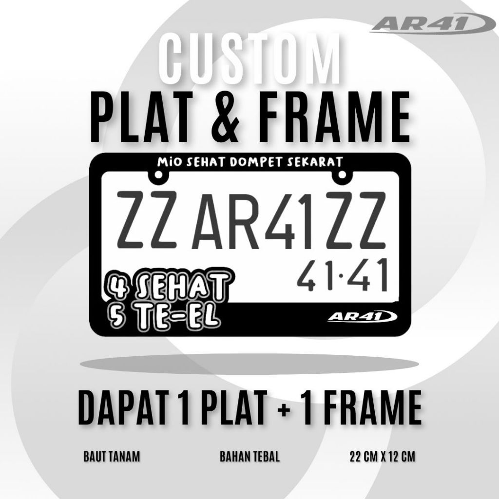 Jual frame plat nomor motor jdm custom universal bebas request BY AR41 ...