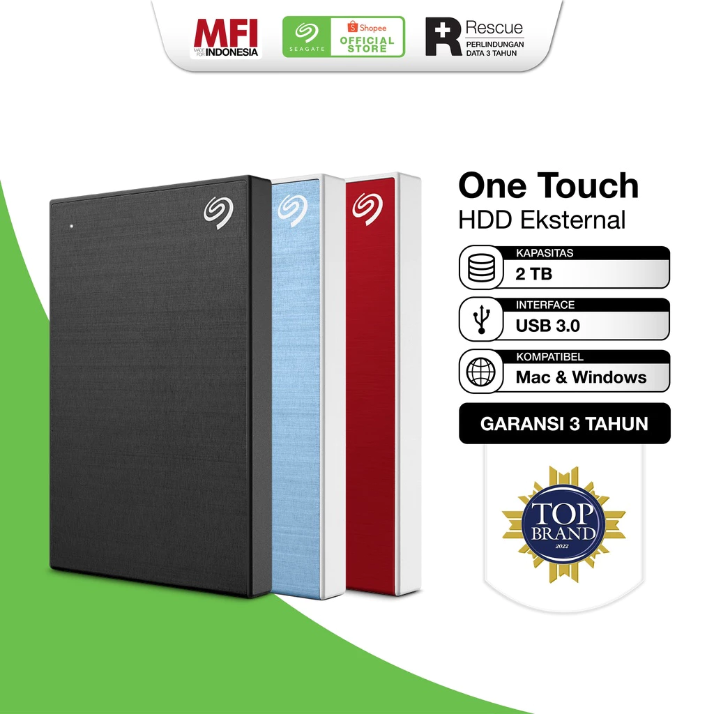 Seagate one touch hdd - hardisk eksternal 2tb - ( pengganti seagate